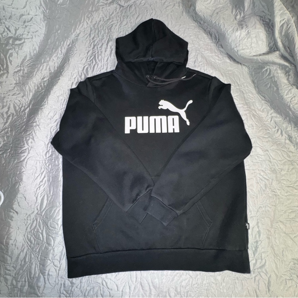 Puma Kids Black Hoodie with White Logo